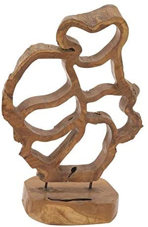 Teak Sculpture Black Brown Acacia Metal Wood - Diamond Home USA