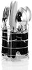 MISC 16 Piece Stainless Steel Flatware Set Chrome Caddy Black Casual