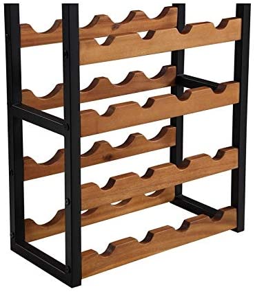 Wine Rack Brown Industrial Acacia Metal - Diamond Home USA