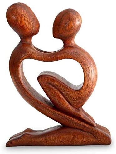 Handmade Wood 'True Love' Sculpture (Indonesia)