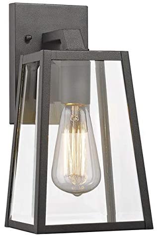 MISC Transitional 1 Light Black Outdoor Wall Lantern Glass Steel Bulbs Included