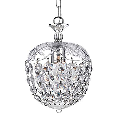 Round Crystal Glam Chandelier Silver 4 Light Lighting Fixture Clear Chrome Dining Room Lights Glass Metal