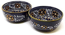 Handmade Pottery 5 5" Set 2 Bowls Blue Floral Traditional Round Ceramic Piece