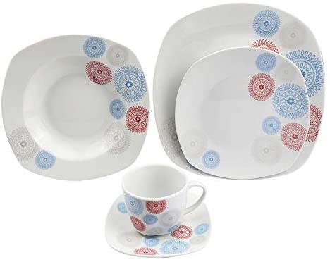 Porcelain 20 Piece Square Dinnerware Set Service 4