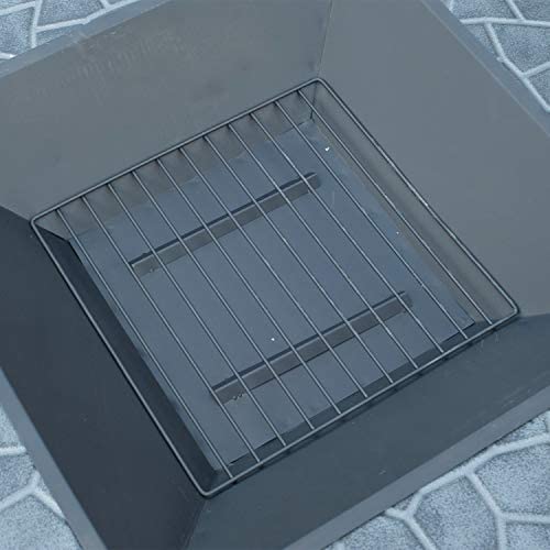 32" Square Outdoor Fire Pit Black Metal