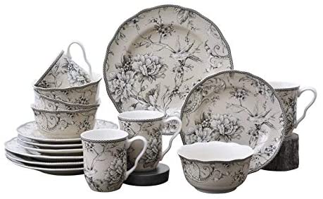 Antique White 16 Dinnerware Set Floral Porcelain