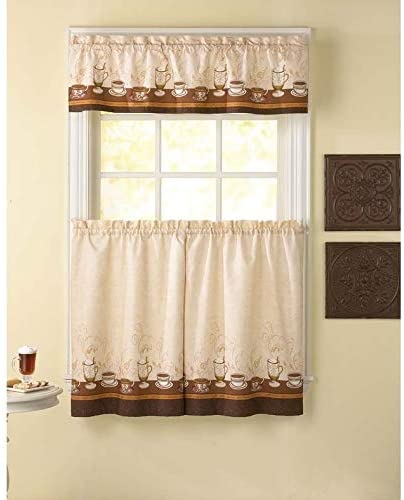 Cafe Au Kitchen Curtain Tier Set 36 3 Pc Color Novelty Casual Polyester Blend