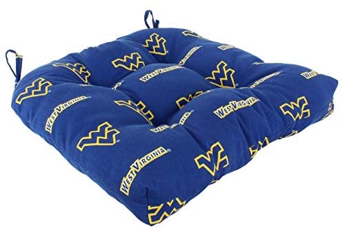 MISC West Mountaineers Indoor/Outdoor Seat Cushion Patio D 20" X 2 Tie Backs 3" Blue Text Polyester Uv Resistant