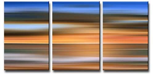 Blur Stripes Ix' 3 pc Canvas Wall Art Set Blue Modern Contemporary Rectangle - Diamond Home USA