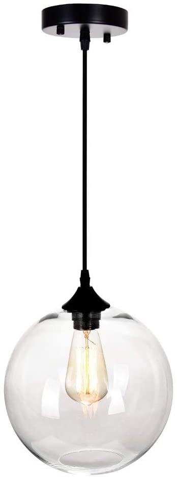 1 Light Mini Transparent Shade Black Modern Contemporary Stainless Steel - Diamond Home USA