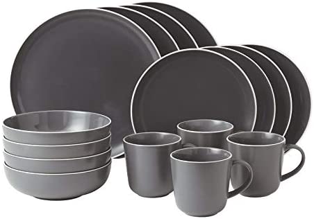 Bread Street 16 Piece Slate Dinnerware Set Grey Solid Casual