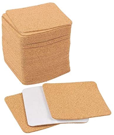 Self Adhesive Cork Squares 50 Pack Tiles Backing Sheets