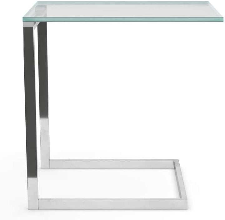 Stainless Steel/Glass End Table Silver Modern Contemporary Rectangle Metal Steel Finish Includes Hardware - Diamond Home USA