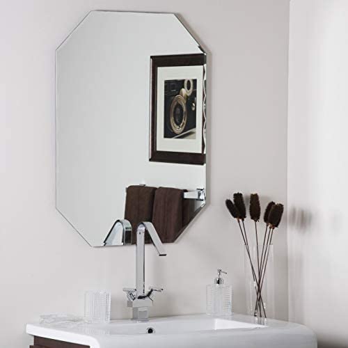 Frameless Octagon Scallop Beveled Mirror Silver /n