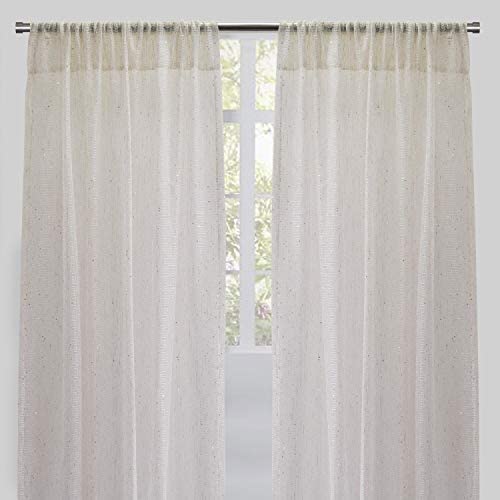 UKN Rodeo Home Net Like Sheer Curtains Sequins (Set 2) 54" X 96" Ivory Solid Glam Shabby Chic Polyester