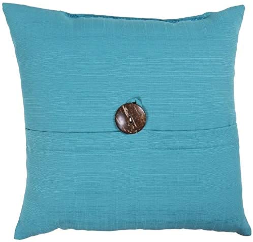 MISC Outdoor 16" Square Pillow Coconut Shell Button Teal Solid Polyester