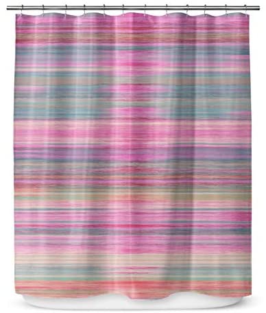 Sunset Shower Curtain by Marina 71x74 Blue Pink Purple Abstract Chevron Modern Contemporary Polyester