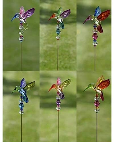 Set 6 Acrylic Hummingbird Pot Stakes