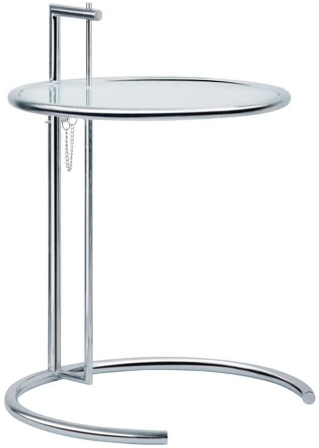 End Table Silver Modern Contemporary Urban Round Glass Metal Chrome Finish