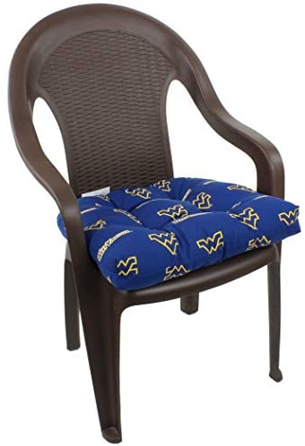 MISC West Mountaineers Indoor/Outdoor Seat Cushion Patio D 20" X 2 Tie Backs 3" Blue Text Polyester Uv Resistant