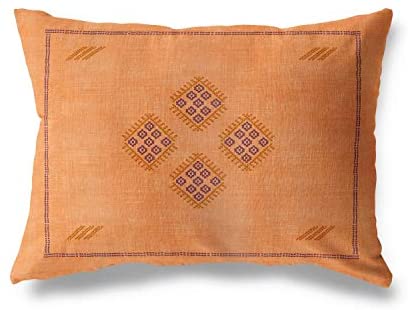 Orange Lumbar Pillow by Accent 12x16 Southwestern Geometric Cotton One Removable Cover