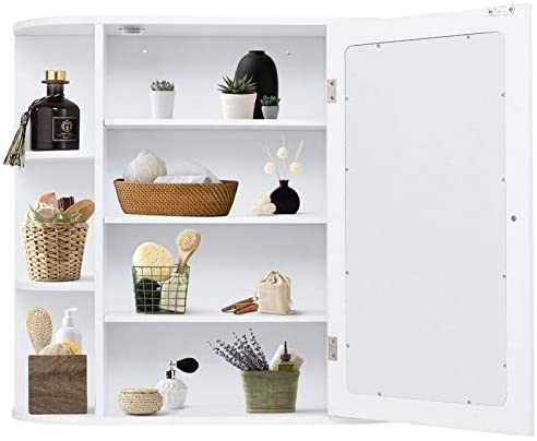 23" Bathroom Vanity Storage Organizer Mounted Wall Cabinet White Modern Contemporary MDF Wood Finish Includes Hardware - Diamond Home USA