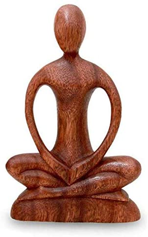 Handmade Wood Meditative Calm Sculpture (Indonesia)