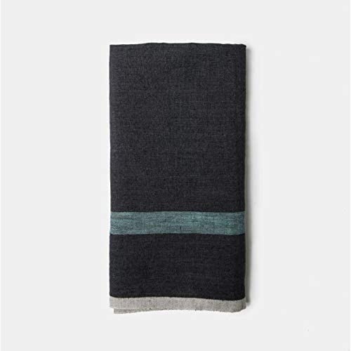 Unknown1 Laundered Linen Charcoal/Aqua Towels 20x30 Set 2 Grey Farmhouse