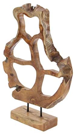 Teak Sculpture Black Brown Acacia Metal Wood - Diamond Home USA