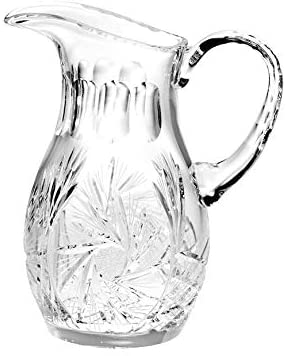 Hand Cut Mouth Blown Crystal Pitcher 52oz 10 25" Height Made