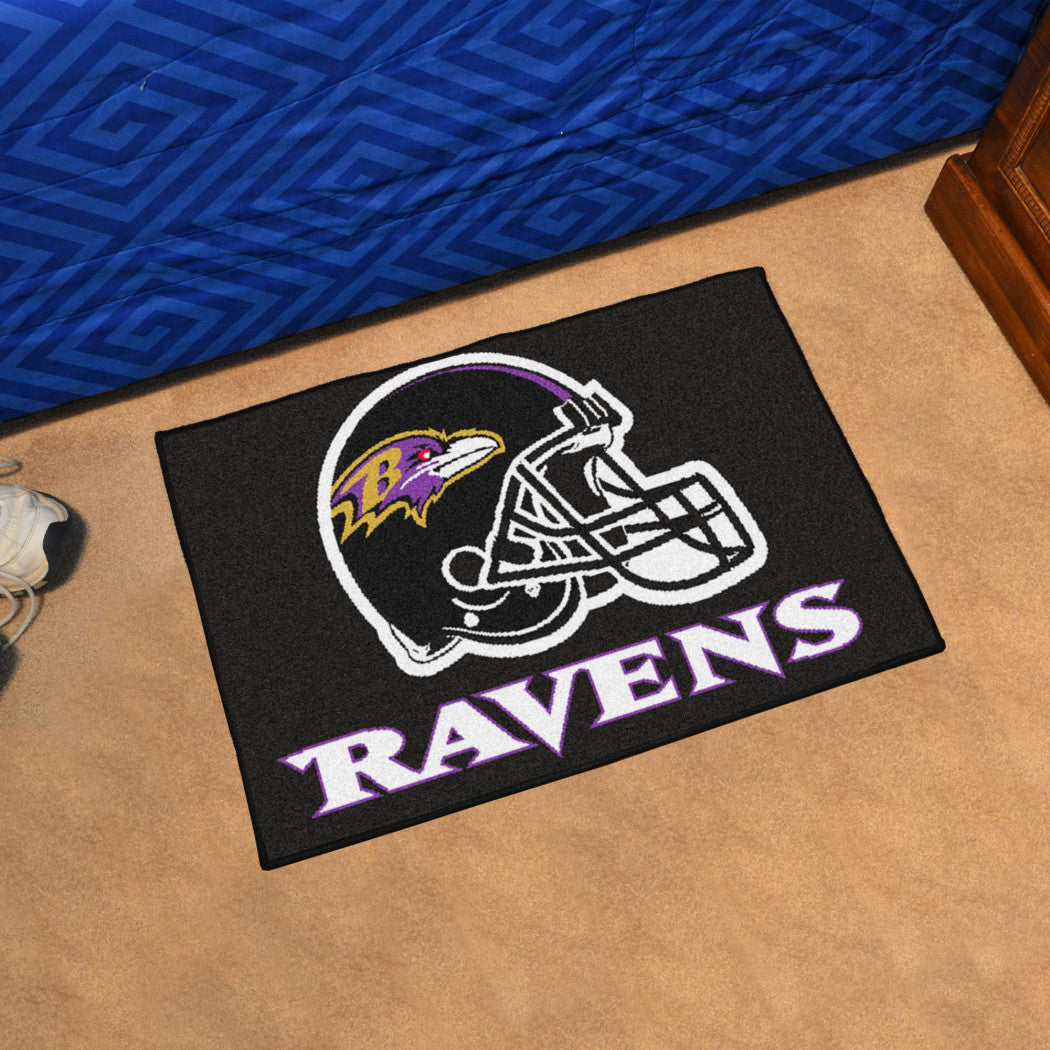 19" X 30" Inch NFL Ravens Door Mat Printed Logo Football Themed Sports Patterned Bathroom Kitchen Outdoor Carpet Area Rug Gift Fan Merchandise Vehicle - Diamond Home USA