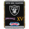 NFL Raiders Throw Blanket 48 X 60 Inches Football Themed Bedding Sports Patterned Team Logo Fan Merchandise Athletic Team Spirit Fan Black Silver
