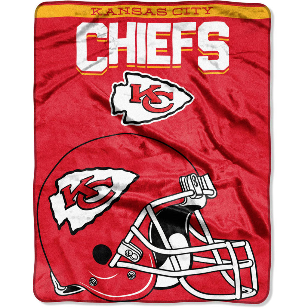 NFL Chiefs Throw Blanket 55 X 70 Inches Football Themed Bedding Sports Patterned Team Logo Fan Merchandise Athletic Team Spirit Fan Red Gold White