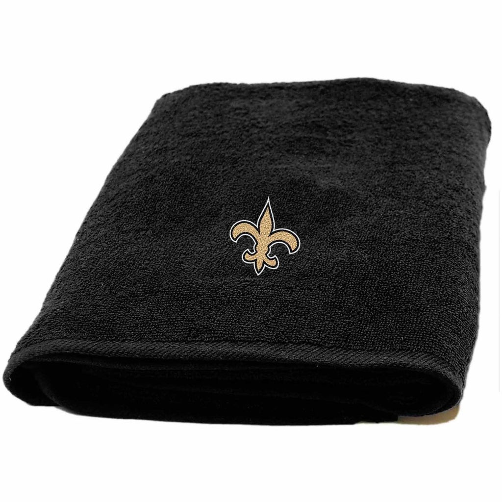 NFL Saints Bath Towel 25 X 50 Inches Football Themed Applique Shower Towel Sports Patterned Team Logo Fan Merchandise Athletic Spirit Black Old Gold - Diamond Home USA