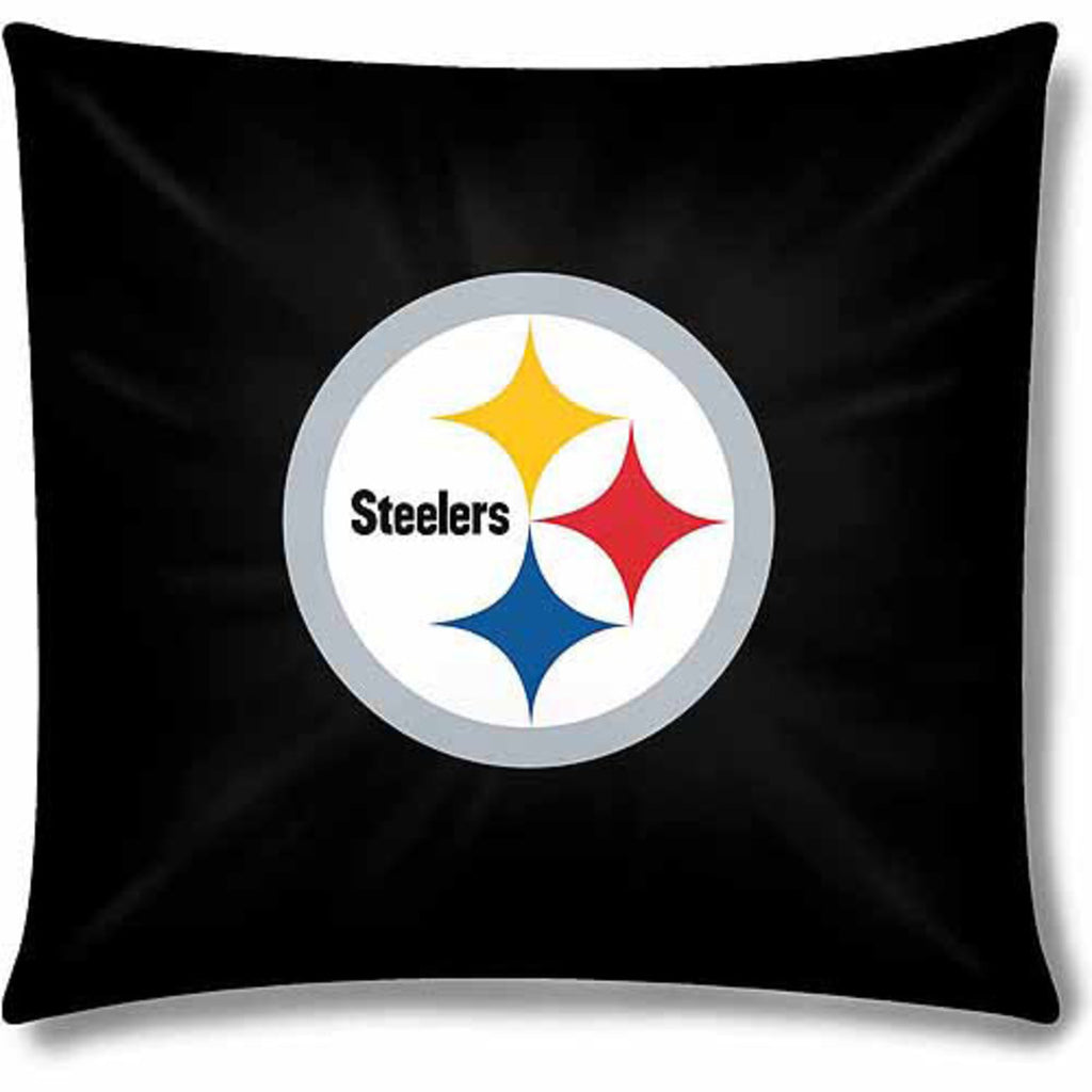 NFL Steelers Throw Pillow 15 Inches Football Themed Accent Pillow Bedroom Sofa Sports Patterned Team Color Logo Fan Merchandise Athletic Spirit Black - Diamond Home USA