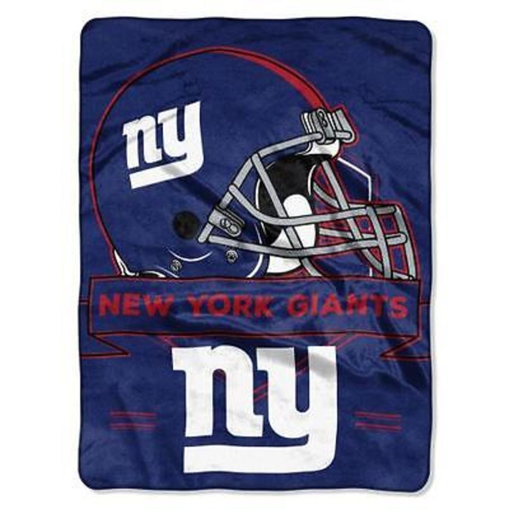 NFL Giants Throw Blanket 60 X 80 Inches Football Themed Bedding Sports Patterned Team Logo Fan Merchandise Athletic Team Spirit Fan Blue Grey Red