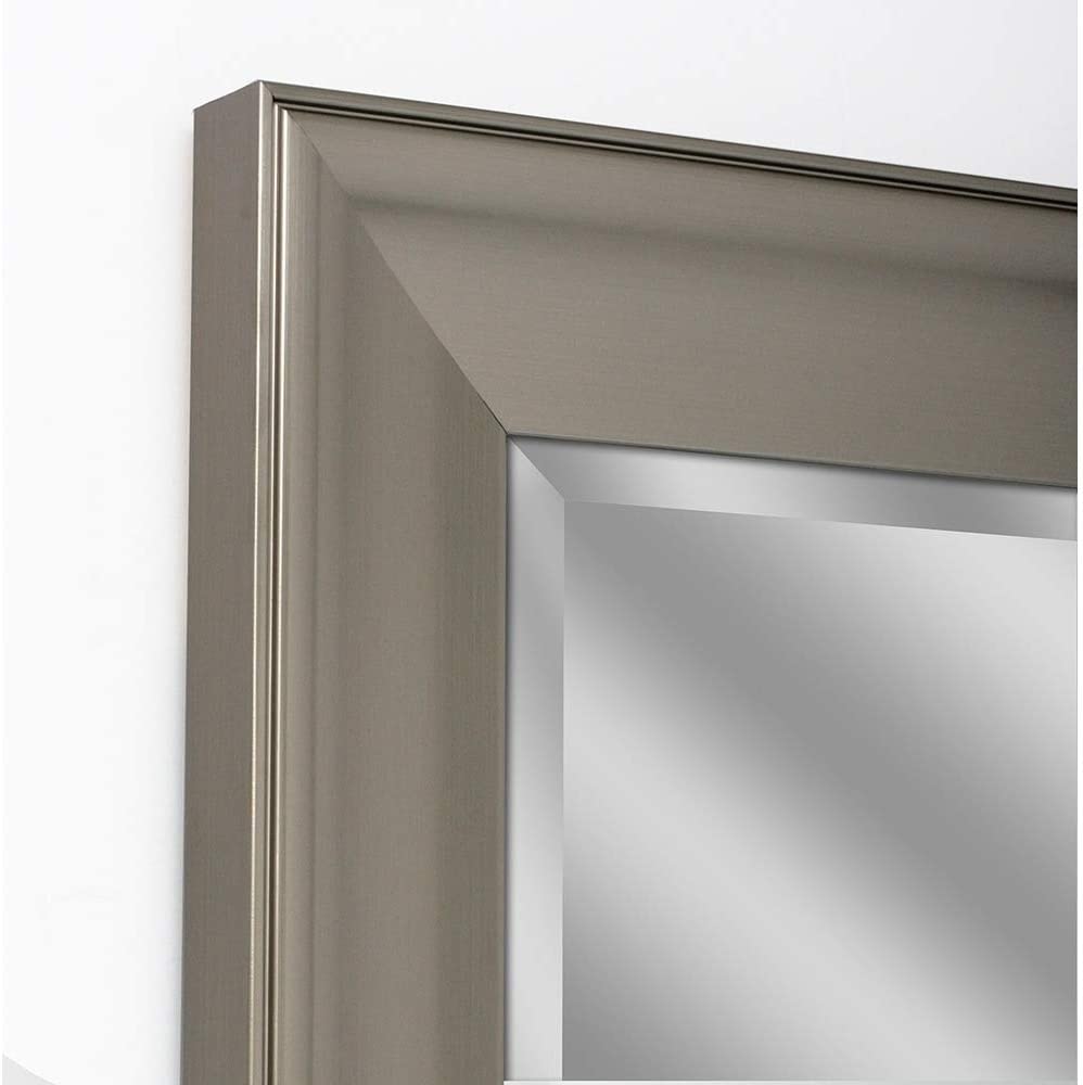 Transitional Brush Nickel Wall Mirror Brushed 28 X 34 Hooks Included