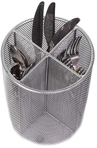 Home Silver Mesh Cup Utensil Organizer Caddy Aluminum Stainless Steel