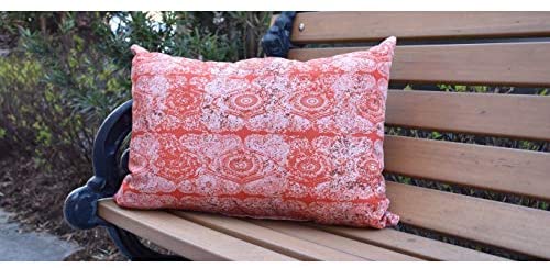 14 X 20 Inch Orange/Rust Decorative Abstract Outdoor Throw Pillow Orange Transitional Polyester