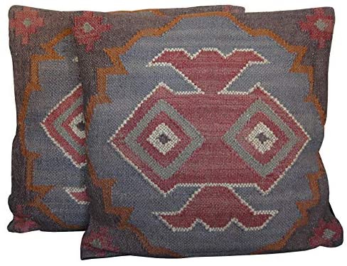 Handmade Herat Oriental Multicolor Tribal Indo Kilim Set 2