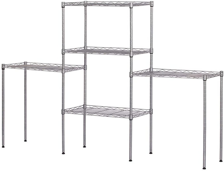 Changeable Assembly Floor Standing Carbon Steel Storage Rack Silver Metal - Diamond Home USA