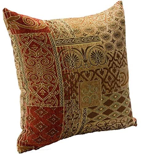 AW 1 Piece 16x16 Brown Red Southwestern Throw Pillows Damask