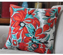 Cotton 17 Inch Throw Pillow Blue Red Floral Casual One Removable Cover