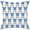Blue Seahorse Repeat Cotton Canvas 20 inch Pillow White Modern Contemporary Nautical Coastal Single Removable Cover