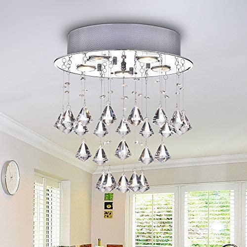 5 Light Crystal Chandelier Brown White Traditional