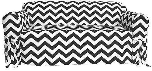 Chevron 1 Piece Sofa Slipcover Black White