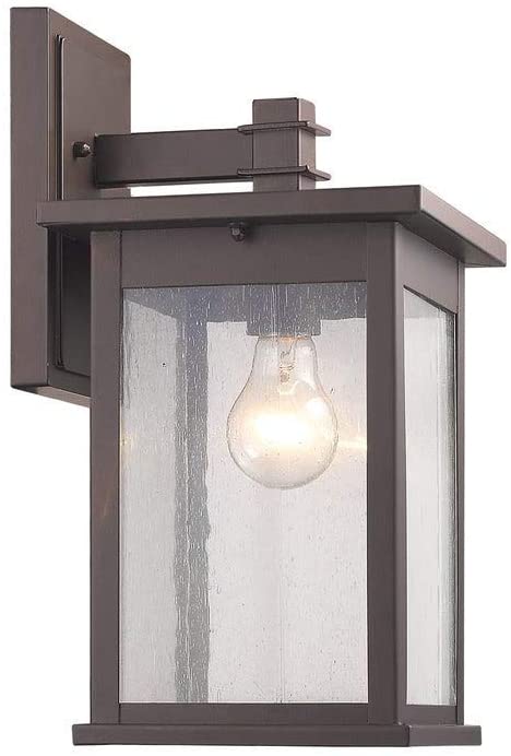 MISC Transitional 1 Light Rubbed Bronze Outdoor Wall Lantern Brown Aluminum Glass