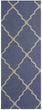 Handmade Wool Rug (India) 2'6 X 7' Blue Ivory Geometric Oriental Modern Contemporary Rectangle Natural Fiber Latex Free
