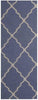 Handmade Wool Rug (India) 2'6 X 7' Blue Ivory Geometric Oriental Modern Contemporary Rectangle Natural Fiber Latex Free