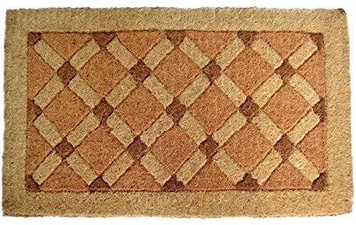 Cross Board Coir Door Mat Brown Classic Patterned